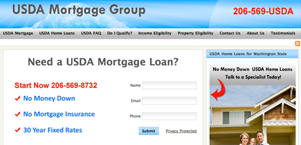 screenshot of USDA Mortgage Group homepage