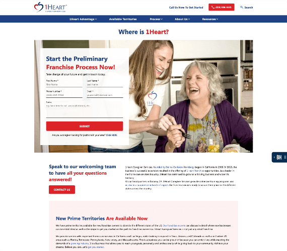 Where Is 1Heart and Contact Us now Section of 1Heart’s About Us Page