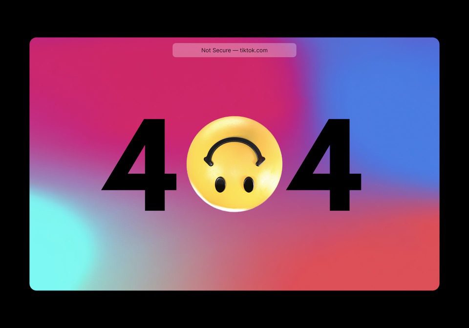 404 Error Page With Upside Down Smiley Emoji