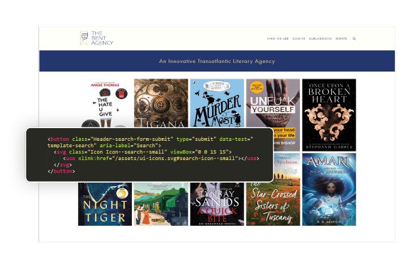 Adding content and value attributes to empty buttons on The Bent Agency’s website
