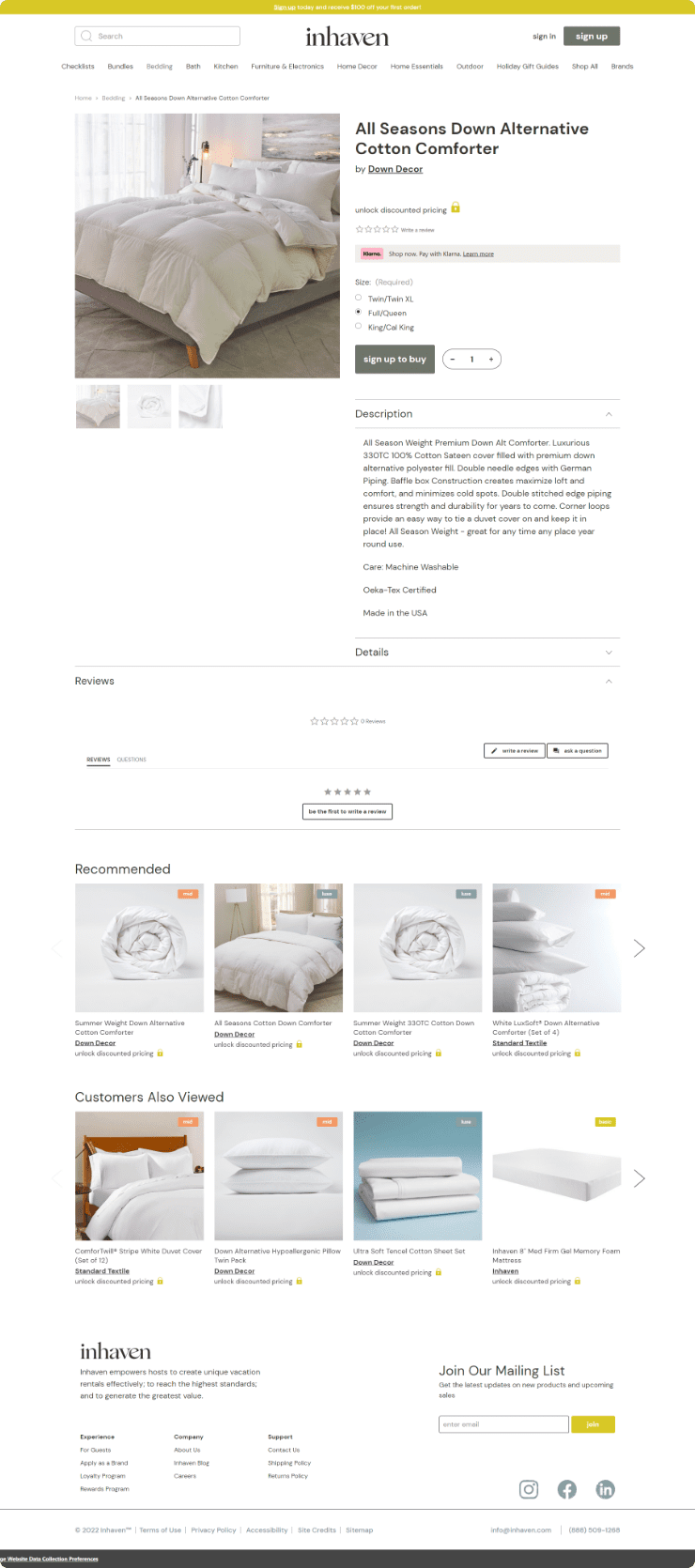 Inhaven All seasons down alternative cotton comforter and other recommended bedding essentials