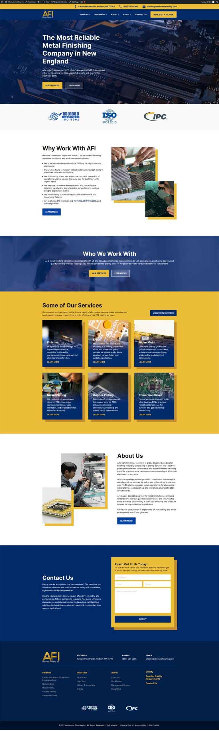 New Home Page for Alternate Finishing