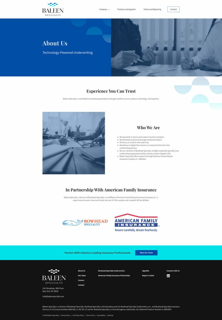 Baleen Specialty About Us page