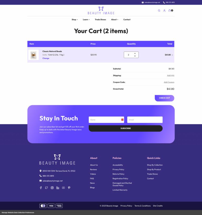 New Cart Page for Beauty Image