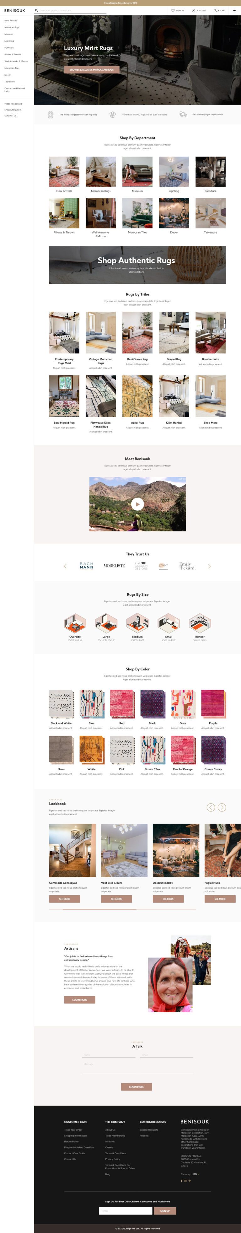 Newly launched homepage for Benisouk’s website