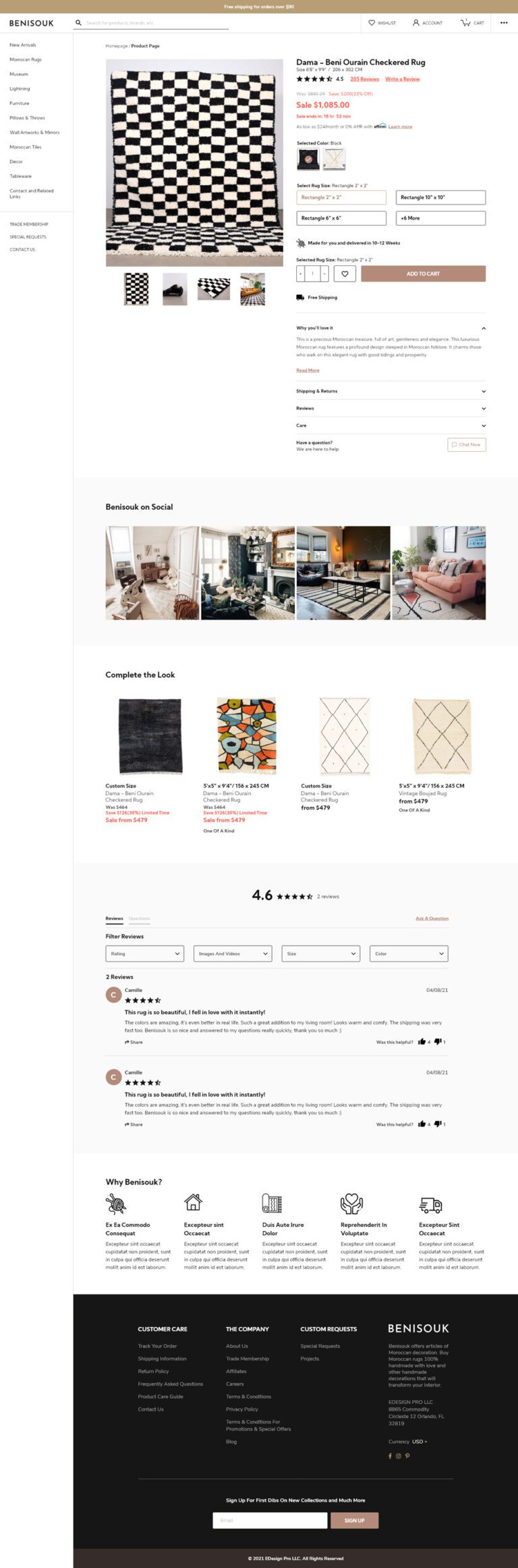 Benisouk.com Rugs Product page