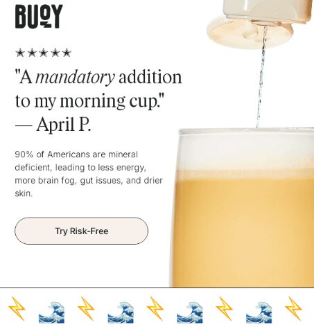 Buoy email featuring a customer testimonial