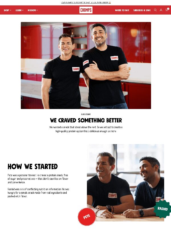 New Chomps About Us page