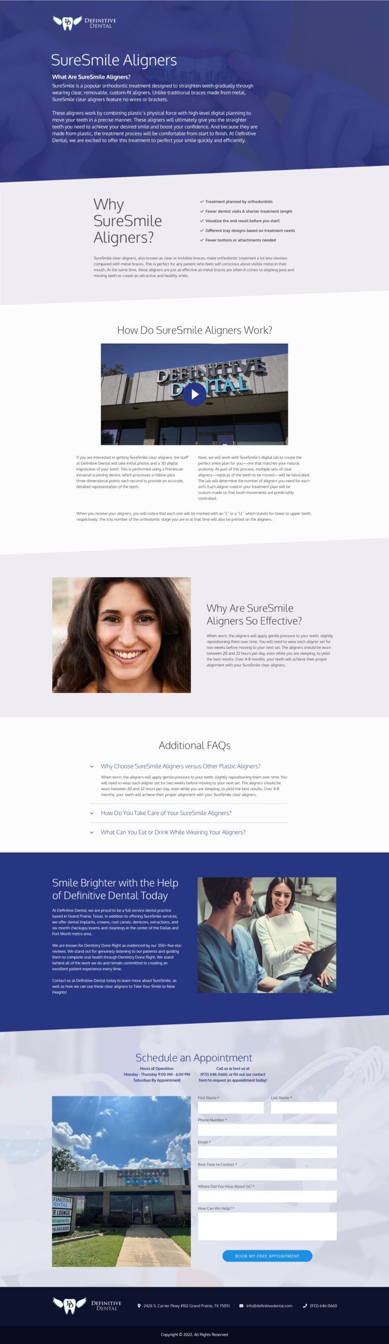 Definitive Dental Sure Smile Aligners Landing Page