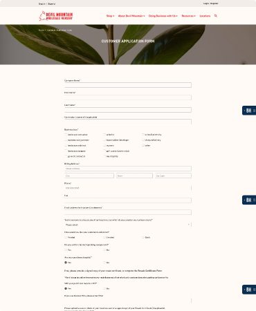 Customer Application Form for Devil Mountain