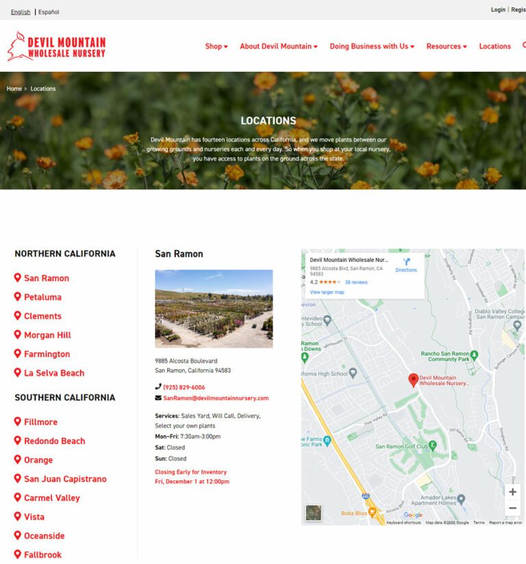 Devil Mountain Nursery Locations Page