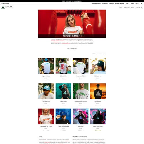 Clothing category page for Vice brand Eighty Six Brand