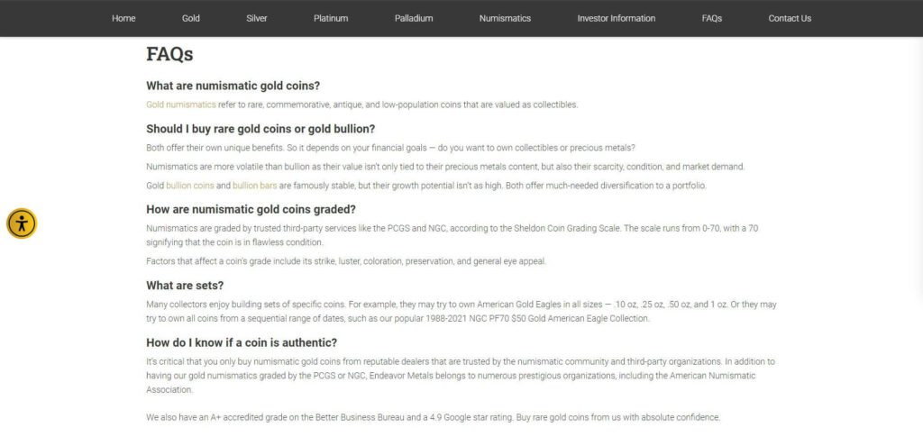Endeavor FAQs on product pages