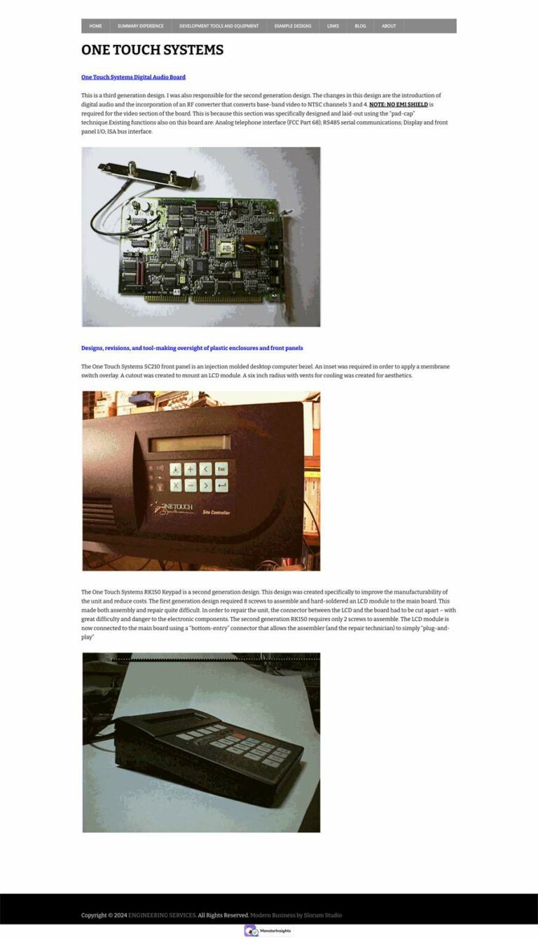 FC Engineering One Touch Systems Landing Page