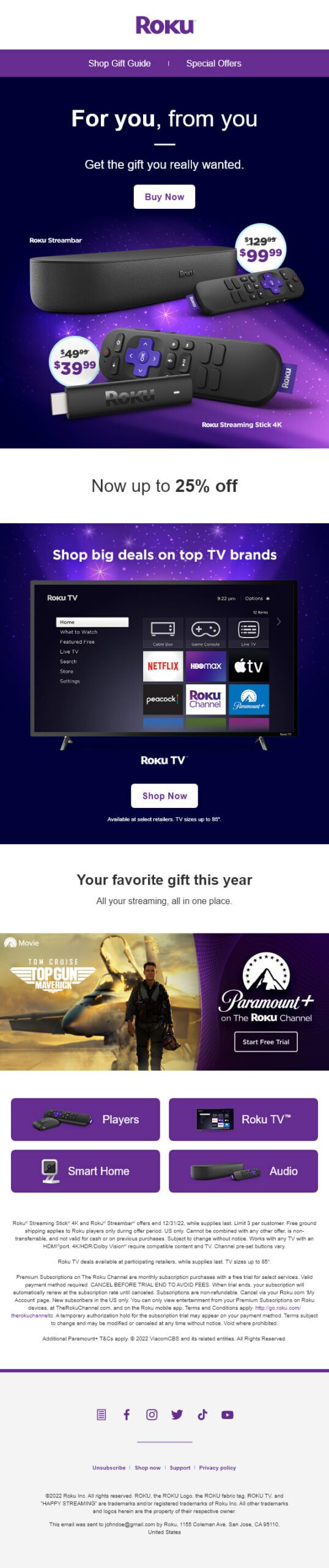 Email template showing For you from you campaign