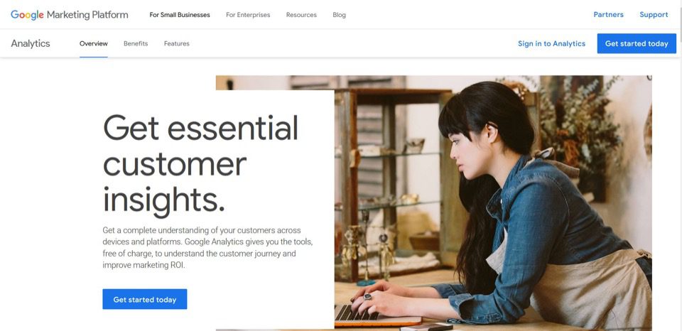 Google Analytics 4 home page