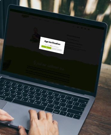 Age Verification Popup for Greg’s Botanical seen on Laptop