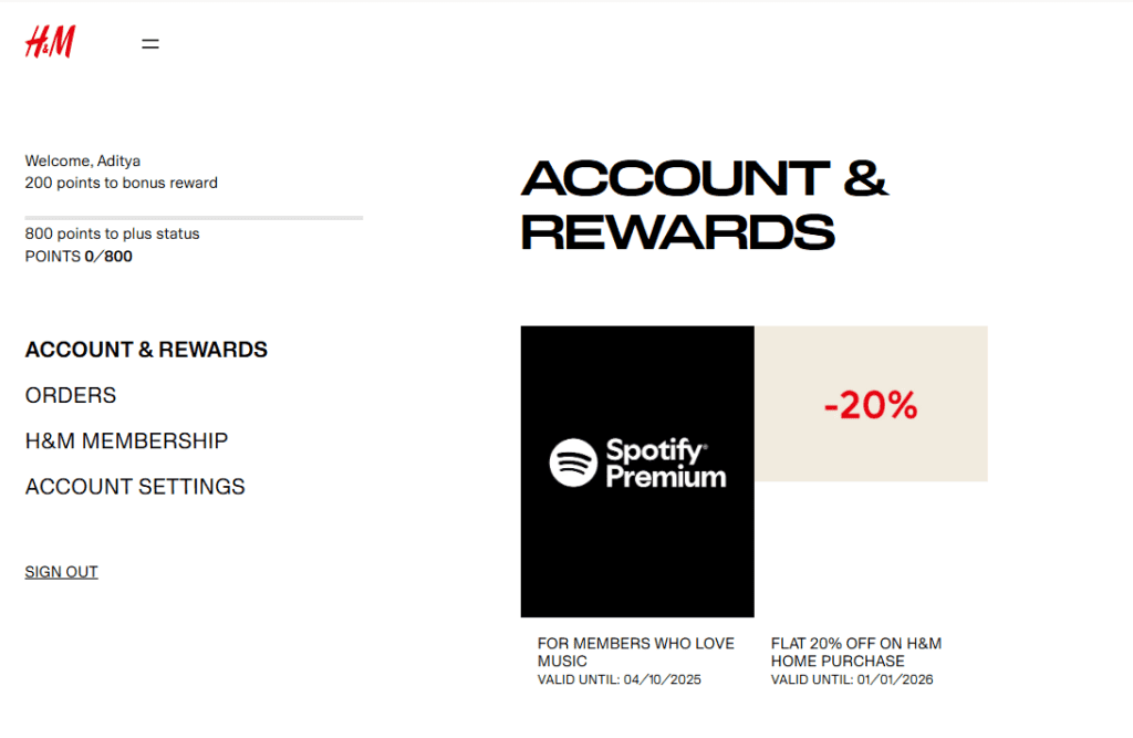 H&M’s loyalty and rewards program