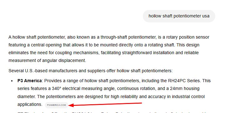 AI Search Results for Hollow Shaft Potentiometer USA for P3 America