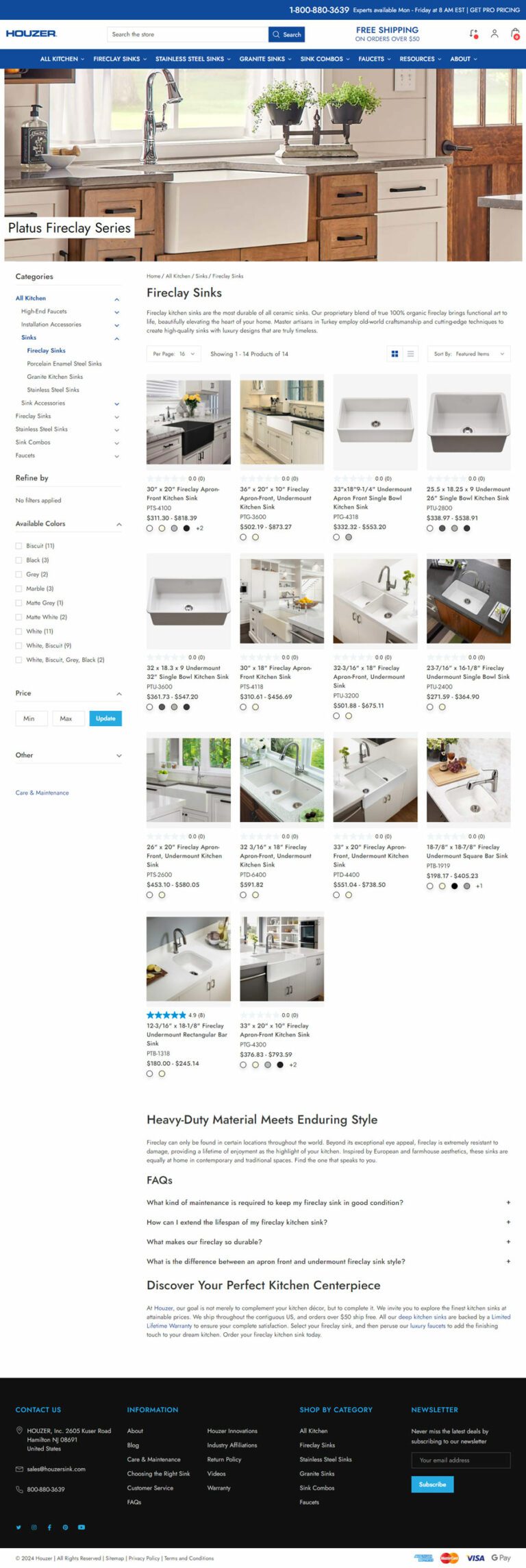 Shop Houzer Fireclay Sinks with Cutting Edge Technology