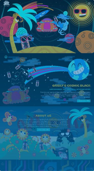 About Us page shown on Grisly’s Cosmic Black Yeti website