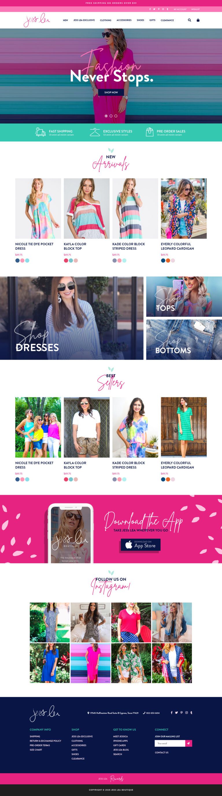 Where Fashion Never Stops on Jess Lea Home Page