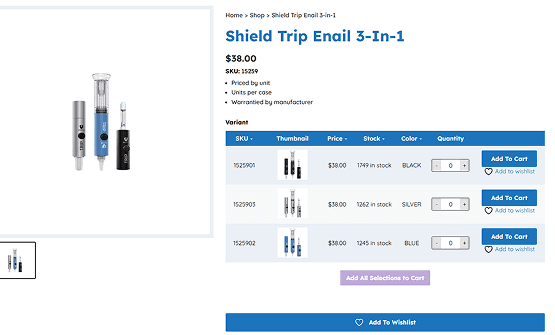 KMT Distribution Add to Cart Page