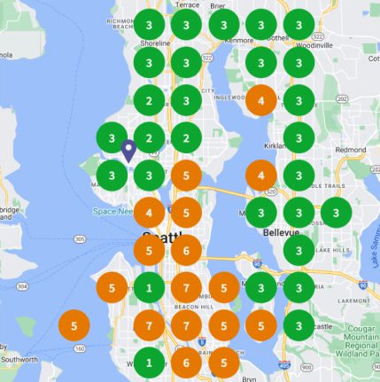 Local Search Grid for Surrounding Areas for Seattle Commercial Cleaners for two month period ending Feb 2024