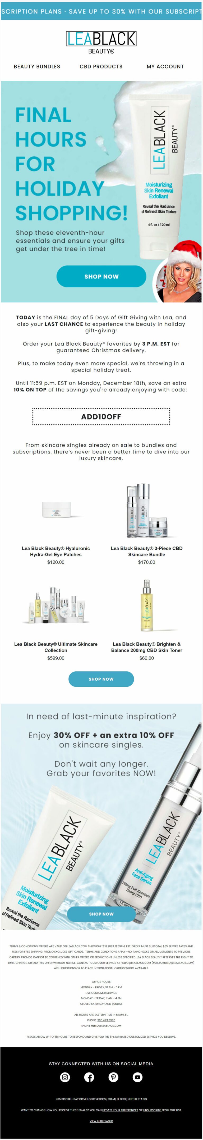 Final Hours to Save Email Campaign for Lea Black Beauty