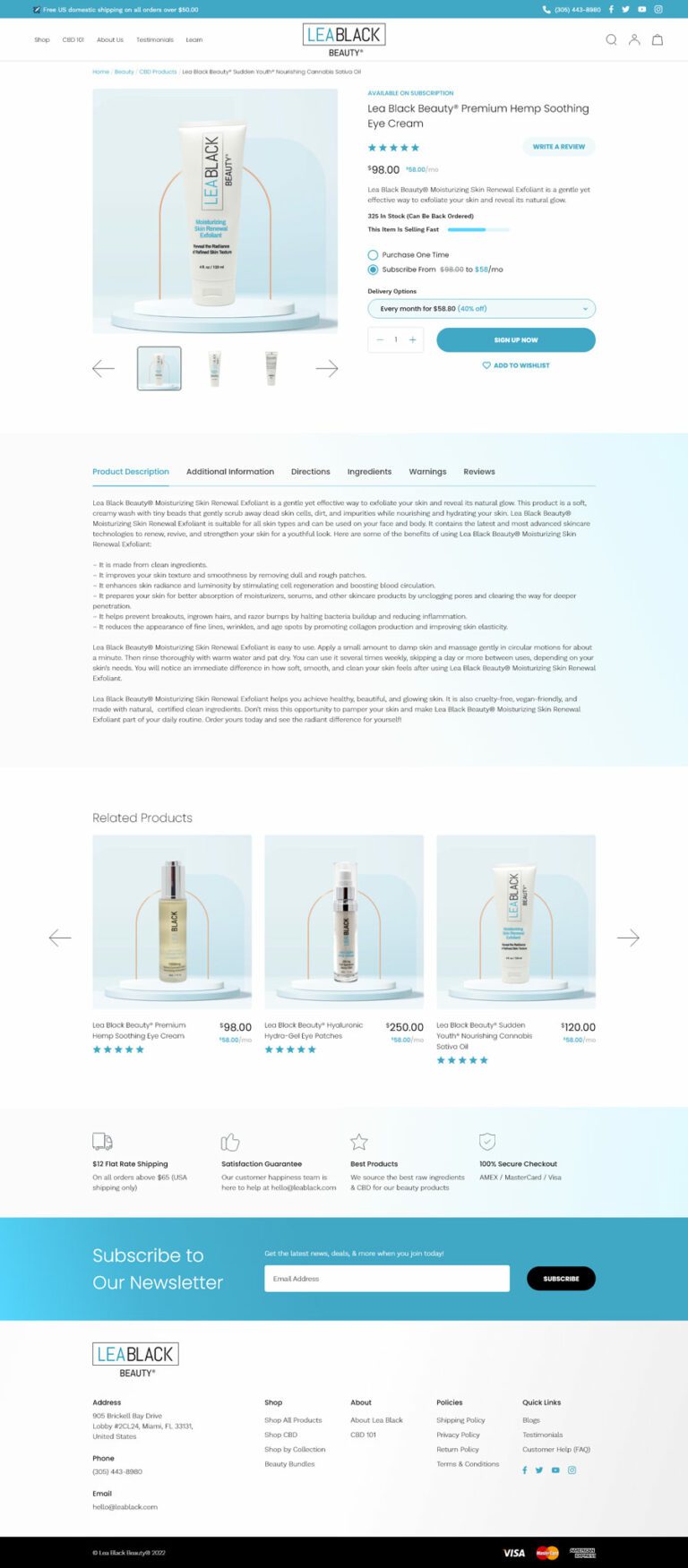 Premium Hemp Soothing Eye Cream for Lea Black Beauty