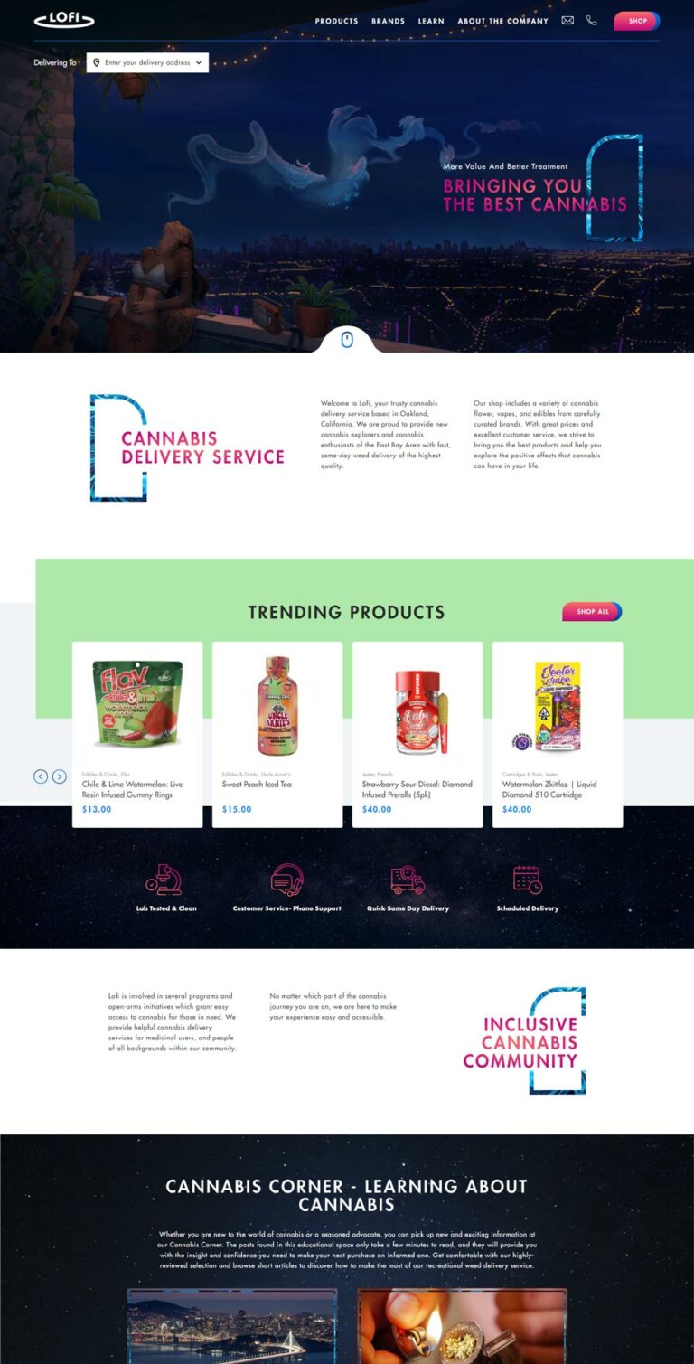 Home page for LoFi Delivery