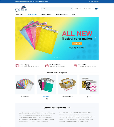 Bubble mailers category page as seen on mailersusa.com