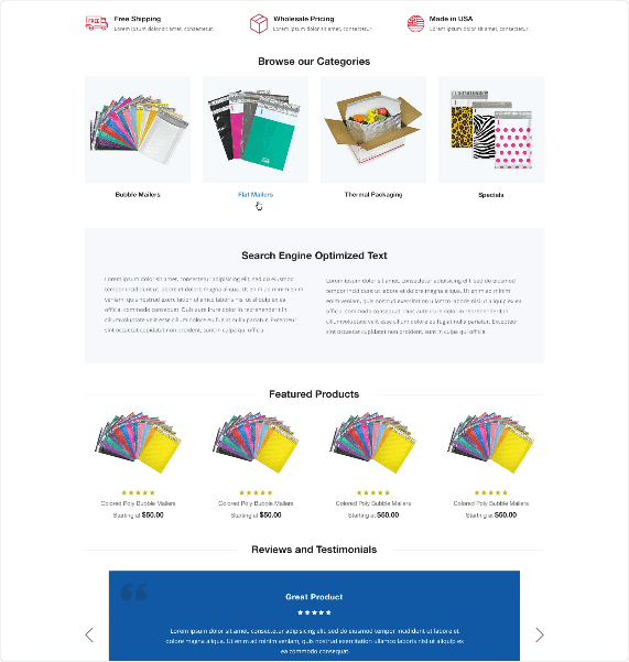 Browse our Categories as seen on Mailersusa.com homepage 
