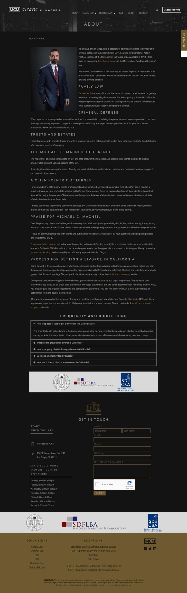 About Us page for Michael C. MacNeil Law Firm