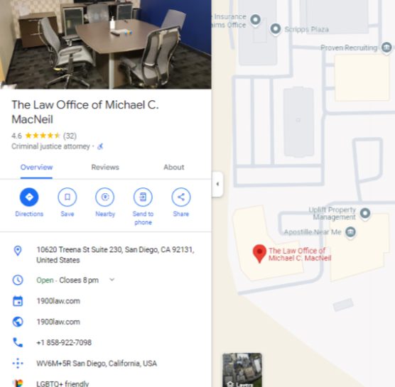 Google Business Profile for Michael C. MacNeil San Diego, CA Location