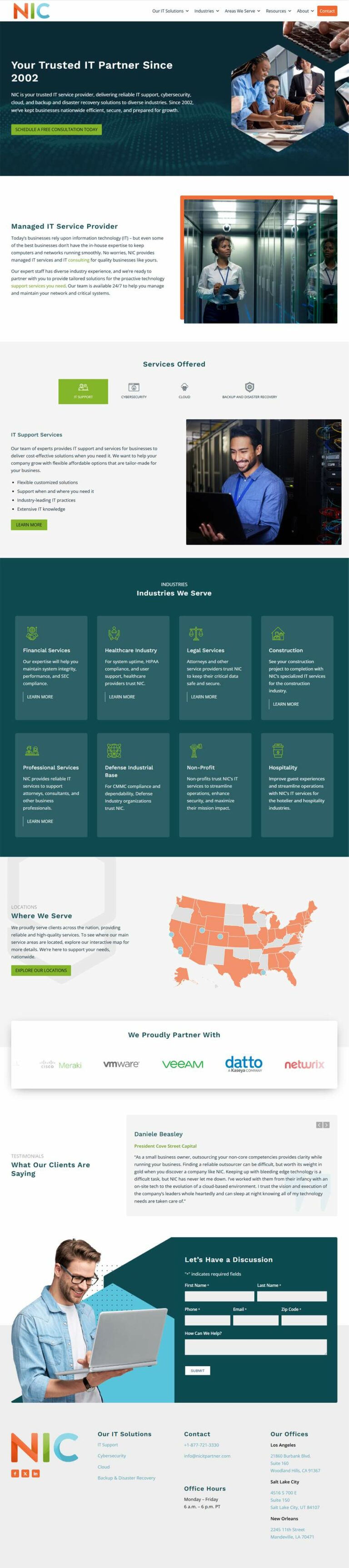 Home page for NIC IT Partners