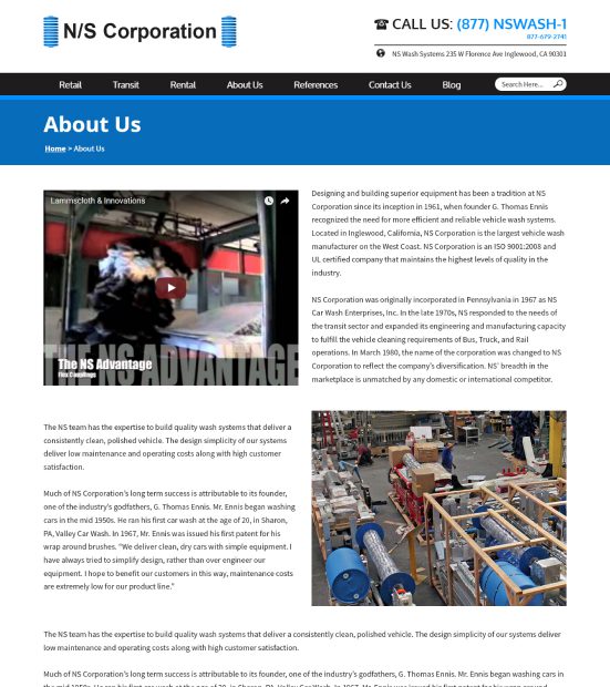 NS Corporation About Us Page
