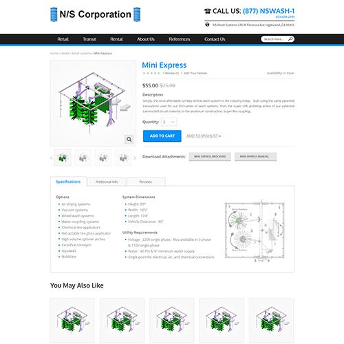  Mini Express Parts Product Page for NS Corporation