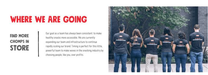 Old About Us page for Chomps website