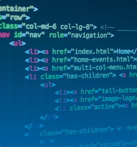 a close-up of custom web development code