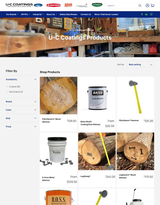 Products Page for U-C Coatings