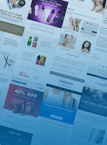 screenshots of email newsletters