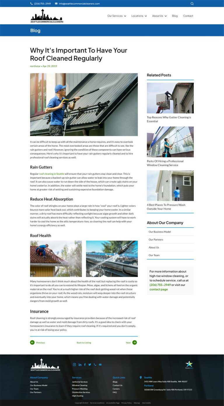 Seattle Commercial Cleaners Blog Post Page