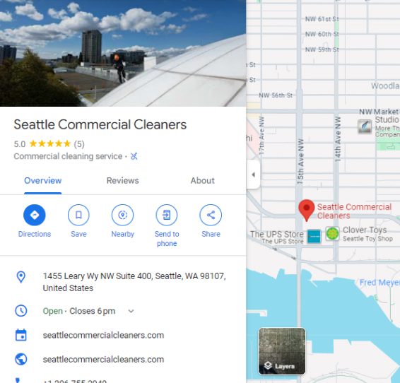 Google Business Profile for Seattle Commercial Cleaners Seattle location