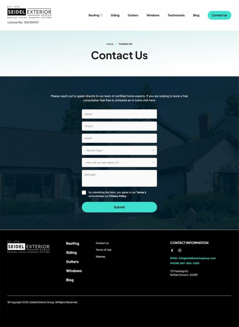 Seidel Exterior Group Contact us Form