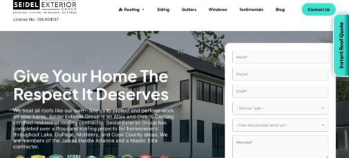 Seidel Exterior Group homepage screenshot