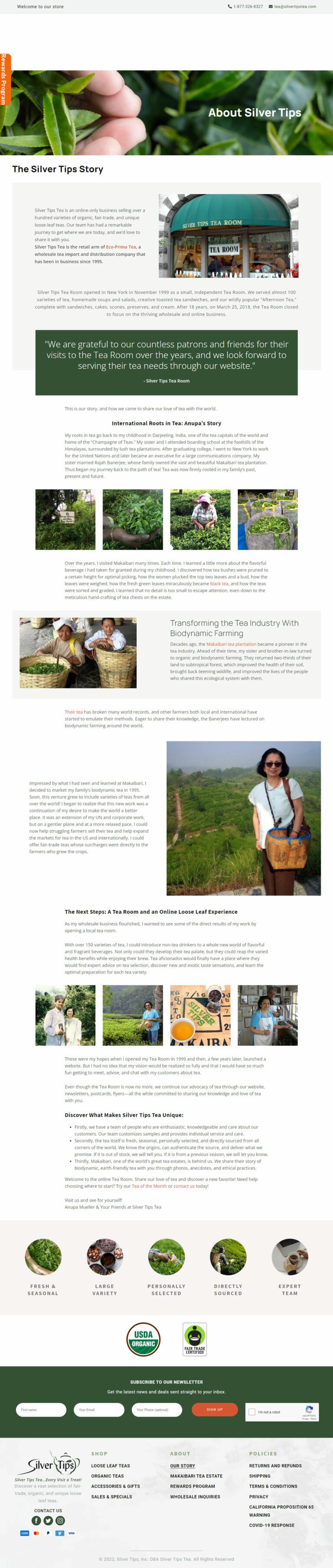 Silver Tips Tea About Us Page