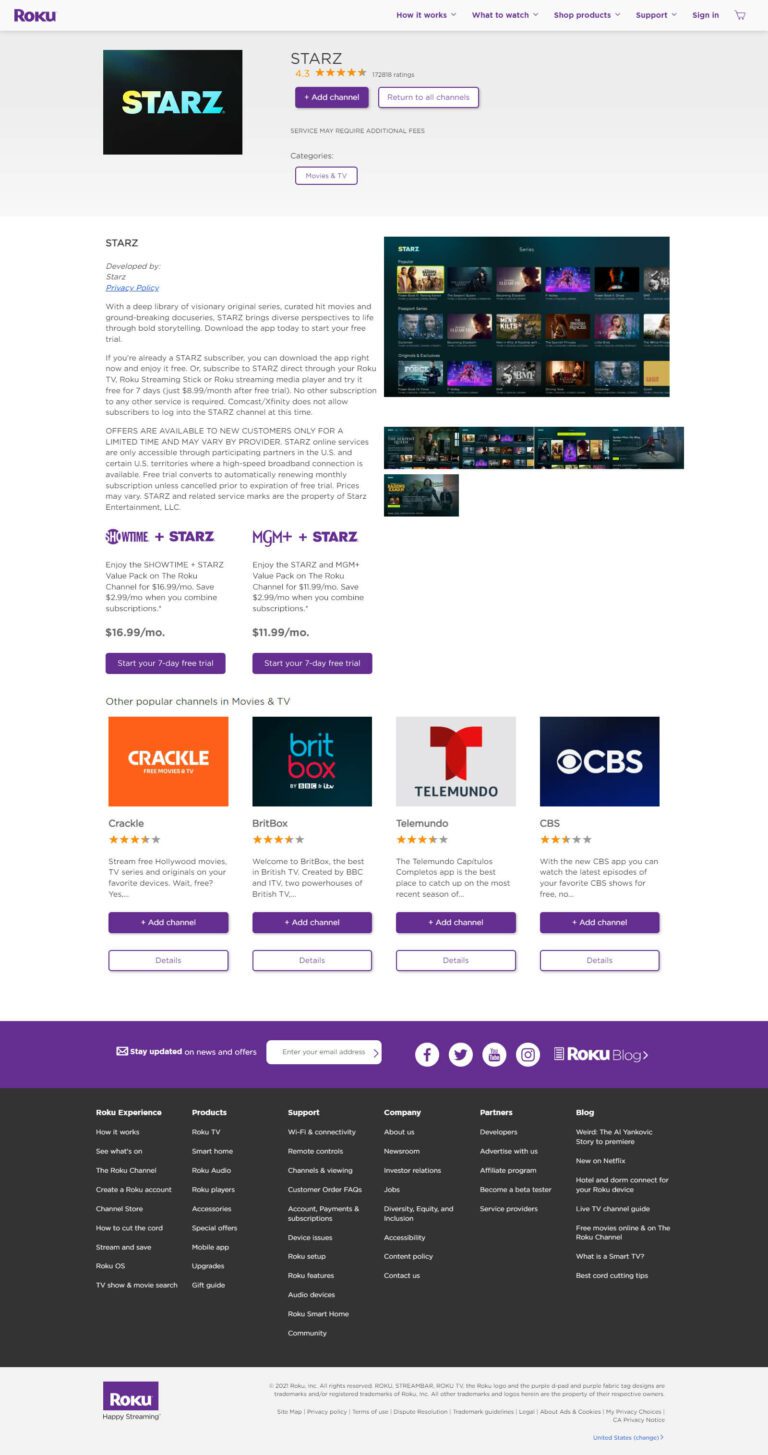 partnership with Channel Starz