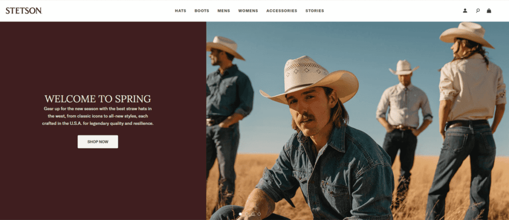 Stetson’s store home page
