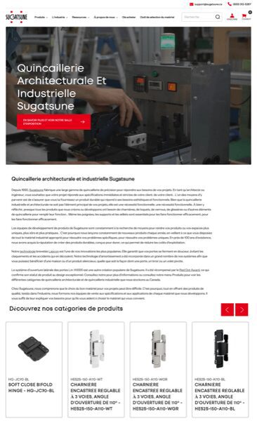 Home page for Sugatsune Canadian Website in French